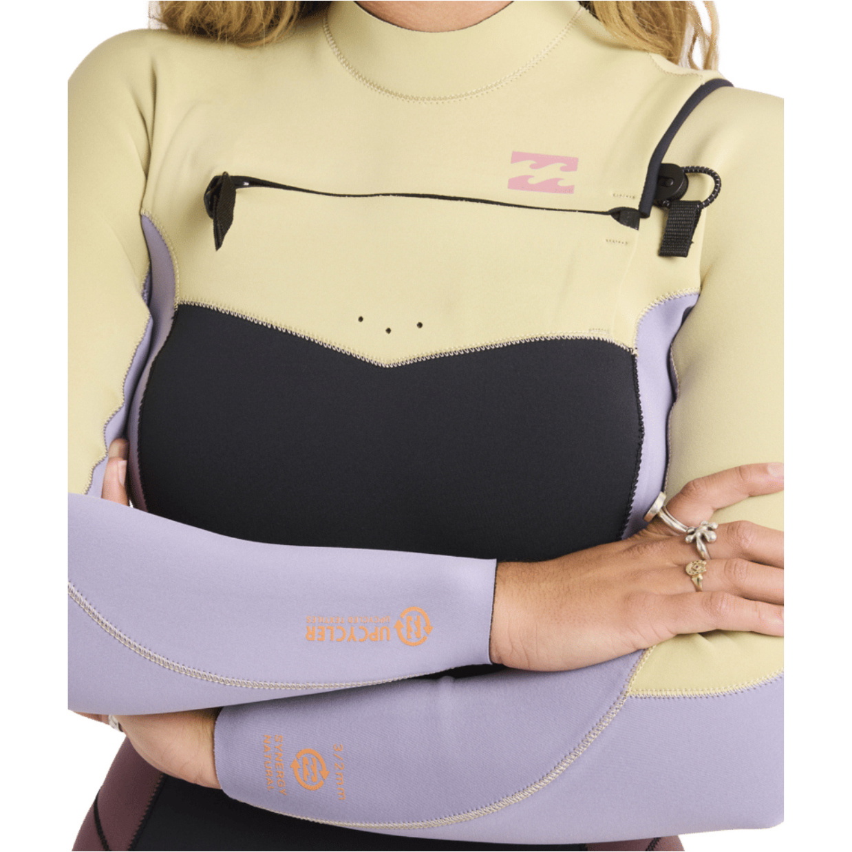 2026 Billabong Womens Synergy Natural 4/3mm Chest Zip Wetsuit 24BW193515 - Grey Violet